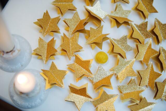 Christmas Decor, Holiday Glitter Garland, Gold Star Unique Gifts, Celestial Decorchristmas Gift - image 1