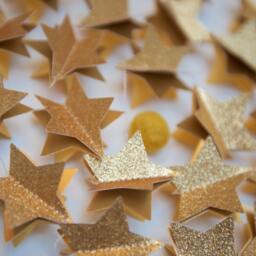 Christmas Decor, Holiday Glitter Garland, Gold Star Unique Gifts, Celestial Decorchristmas Gift - thumbnail 2
