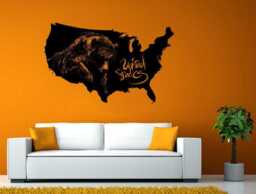 United States Usa Map Outline Grizzly Bear Wall Or Window Sticker Decal Vinyl Fathead Mural Decor L2002 - thumbnail 1