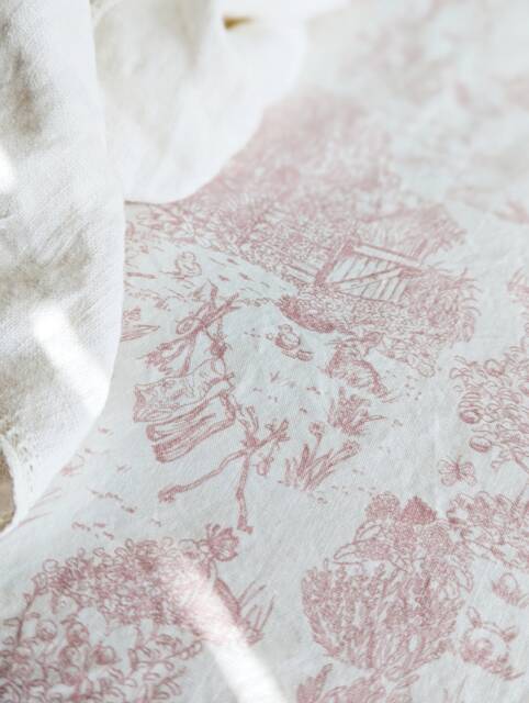 Pink Cottage Toile Crib Sheet Botanical Baby Bedding - image 1