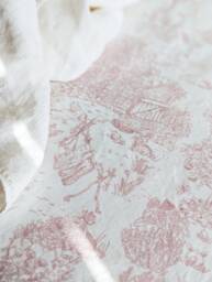 Pink Cottage Toile Crib Sheet Botanical Baby Bedding - thumbnail 1