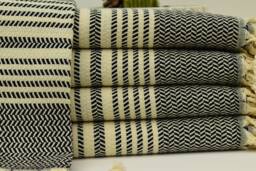 Turkish Towel 40x70 Black Cotton Soft Handmade Bath Home Decor Wedding Yrm-Hasr - thumbnail 1
