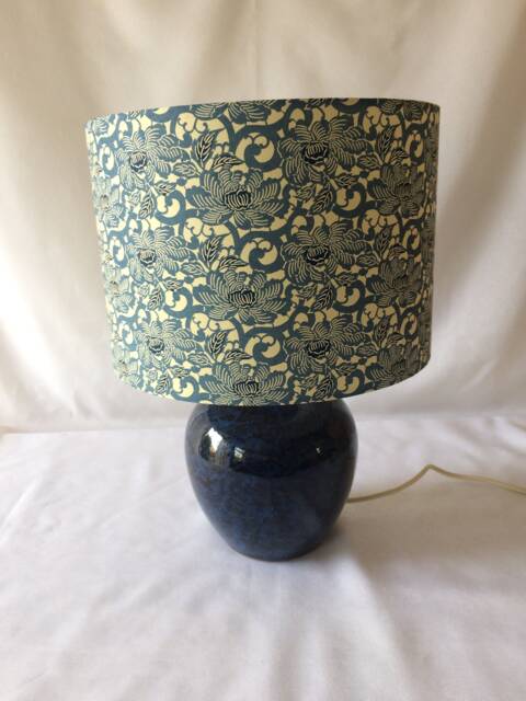 Lampshade - 30 cm Drum Handmade Using Hand Silkscreen Printed Japanese Chiyogami Paper - image 1