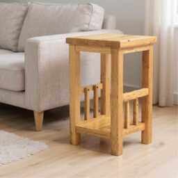 Oak Slim Side Table Fully Assembled Wooden End Table - thumbnail 1