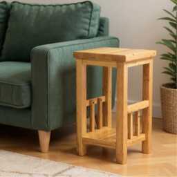 Oak Slim Side Table Fully Assembled Wooden End Table - thumbnail 3