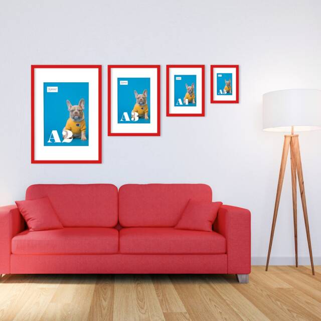 Red Photo Frame, A5, A4, A3, A2, Picture White Mounted Frames, Poster Home Decor, Modern Frame Art, Thin - image 1