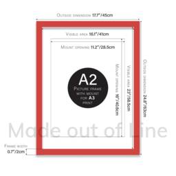 Red Photo Frame, A5, A4, A3, A2, Picture White Mounted Frames, Poster Home Decor, Modern Frame Art, Thin - thumbnail 3