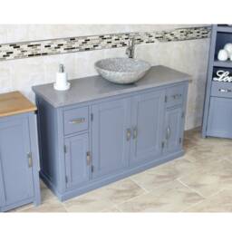 Grey Painted Bathroom Vanity Unit Cabinet Stone Basin Tap Set Quartz Top 402Ggqsbcx1
