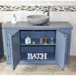 Grey Painted Bathroom Vanity Unit Cabinet Stone Basin Tap Set Quartz Top 402Ggqsbcx1 - thumbnail 3