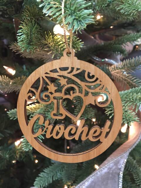 Crochet Christmas Tree Ornament, I Love Crochet Ornament, Tree Decoration, Crafty Ornament For Tree, Gift - image 1