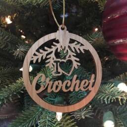 Crochet Christmas Tree Ornament, I Love Crochet Ornament, Tree Decoration, Crafty Ornament For Tree, Gift - thumbnail 2