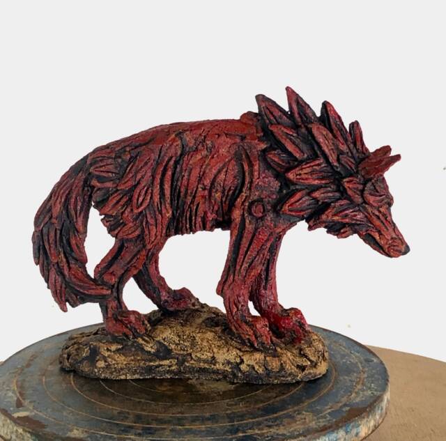 Wolf Sculpture in Ceramic By Paul Szeiler - image 1