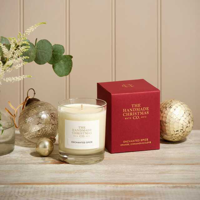 Luxury Handmade Winter Christmas Candle Natural Soy Wax 30Cl 540G - Enchanted Spice Orange Cinnamon Clove