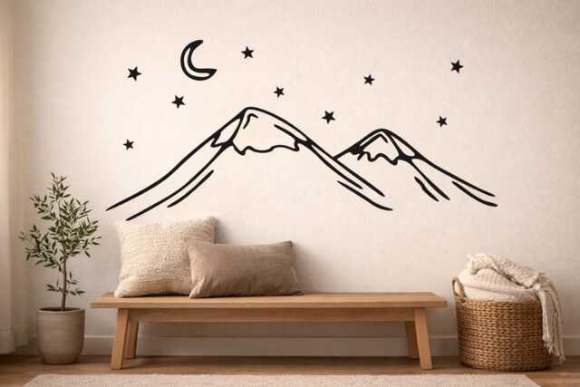 Mountain Wall Decal - Modern Nursery Sticker Peel & Stick Vinyl Mountains Kids Room Art Removable Decor - image 1