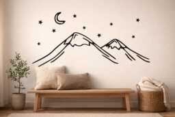 Mountain Wall Decal - Modern Nursery Sticker Peel & Stick Vinyl Mountains Kids Room Art Removable Decor - thumbnail 1