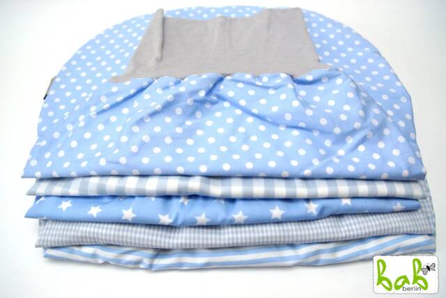 Romper Sack in Blue With Stars, Dots, Stripes, Vichy Check, Swaddle Baby Sleeping Bag Bab-Berlin - image 1