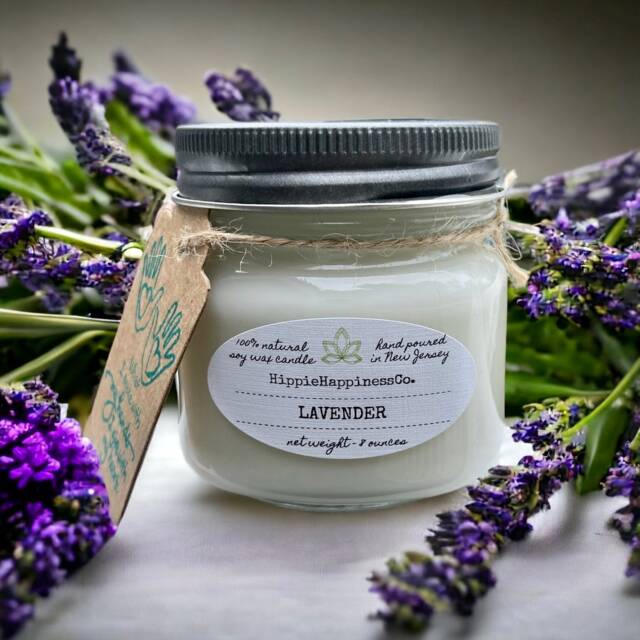 All-Natural Lavender Soy Wax Candle - 8 Oz Mason Jar, Hand Poured - image 1