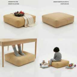 Beige Bean Bag Floor Cushion Water Resistant Garden Seat Pillow - thumbnail 3