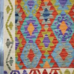 Classic Runner Rug, Handmade Artisan Afghan Turkish Scandinavian Navajo Bohemian Wool Flatweave Multicolour Kilim Rug 303x86 cm - thumbnail 2
