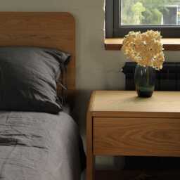 Solid Oak Blum Nightstand With One Drawer Scandinavian Modern Design, Bedroom Furniture - thumbnail 4