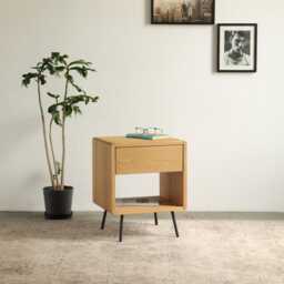 Solid Oak Blum Nightstand With One Drawer Scandinavian Modern Design, Bedroom Furniture - thumbnail 2