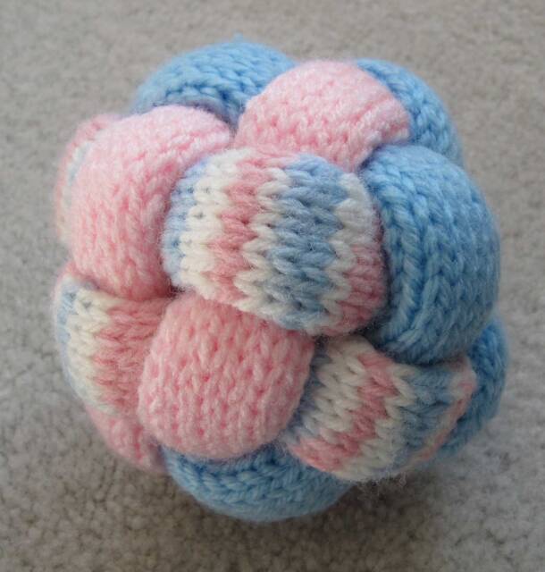 Pink & Blue Braided Hand Knitted Ball - image 1