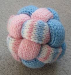 Pink & Blue Braided Hand Knitted Ball - thumbnail 1
