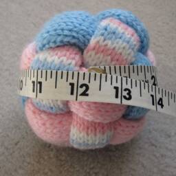Pink & Blue Braided Hand Knitted Ball - thumbnail 3