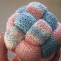 Pink & Blue Braided Hand Knitted Ball - thumbnail 4