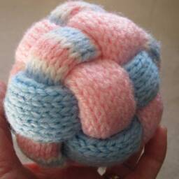Pink & Blue Braided Hand Knitted Ball - thumbnail 2