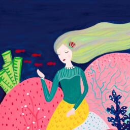 Mermaid Art Print, Nursery For Girls, Bright Wall Art, Kids Room Decor, Under The Sea Baby - thumbnail 3