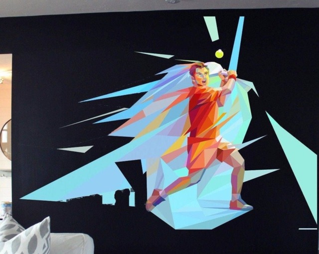 Painteeze Tennis Player Painting Like Modern Wall Decor, Decal, Sticker Cfb 17 - image 1