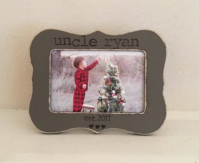 Personalized Uncle Picture Frame Rustic Hand Stamped Gift - image 1