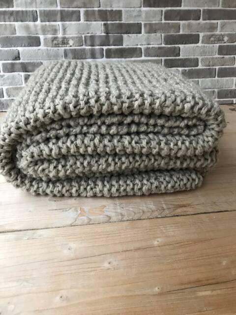 Handmade Alpaca Knit Throw Chunky Wool Blanket, Cozy Living Room Decor - image 1