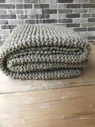 Handmade Alpaca Knit Throw Chunky Wool Blanket, Cozy Living Room Decor - thumbnail 1