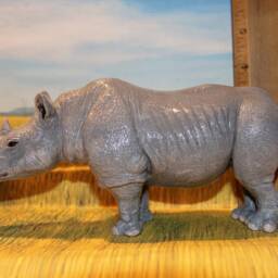 Handmade White Rhinoceros Figure, Resin Animal Sculpture - thumbnail 4
