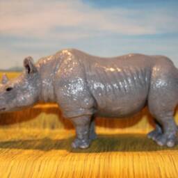 Handmade White Rhinoceros Figure, Resin Animal Sculpture - thumbnail 3