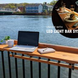 Balcony Bar Table With Led Light, Foldable Space Saving Outdoor Patio Furniture Wheaterproof - thumbnail 2