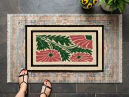Floral Mid-Century Modern Doormat, All-Weather Entryway Decor - thumbnail 1