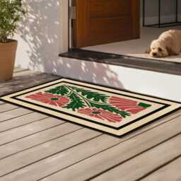 Floral Mid-Century Modern Doormat, All-Weather Entryway Decor - thumbnail 4