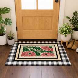 Floral Mid-Century Modern Doormat, All-Weather Entryway Decor - thumbnail 3