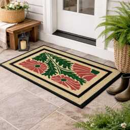 Floral Mid-Century Modern Doormat, All-Weather Entryway Decor - thumbnail 2