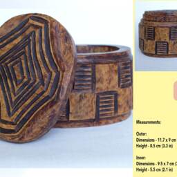 Wooden Box Handmade For Jewelry Geometric Lines Unique Design Vintage Look - thumbnail 2
