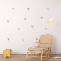 Purple Watercolor Heart Wall Stickers Boho Nursery Decor - thumbnail 3