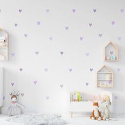 Purple Watercolor Heart Wall Stickers Boho Nursery Decor - thumbnail 1