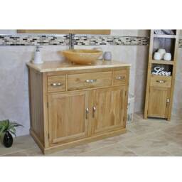 Bathroom Vanity Unit Oak Cabinet Wash Stand Golden Onyx Marble Stone Basin 1161Go025Go - thumbnail 2