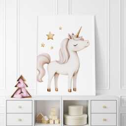 Personalized Unicorn Nursery Prints Pink Rainbow Wall Art Set - thumbnail 2