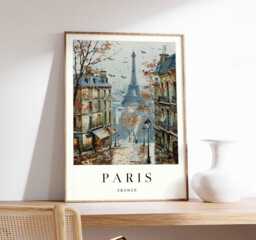 Eiffel Tower Paris Poster Elegant France Wall Art - thumbnail 1