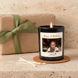 Personalised Photo Birthday Candle Gift Set Soy Wax For Daughter, Mum, Dad, Sister, Friend - thumbnail 1