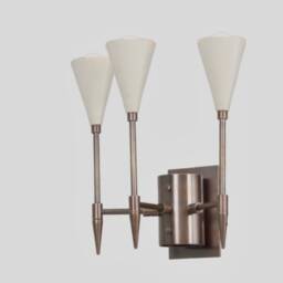 Mid Century Vintage Brass Wall Sconce Light Lamp , Handmade Stilnovo Athena Calderone Fireplace Bathroom 3 Light - thumbnail 3